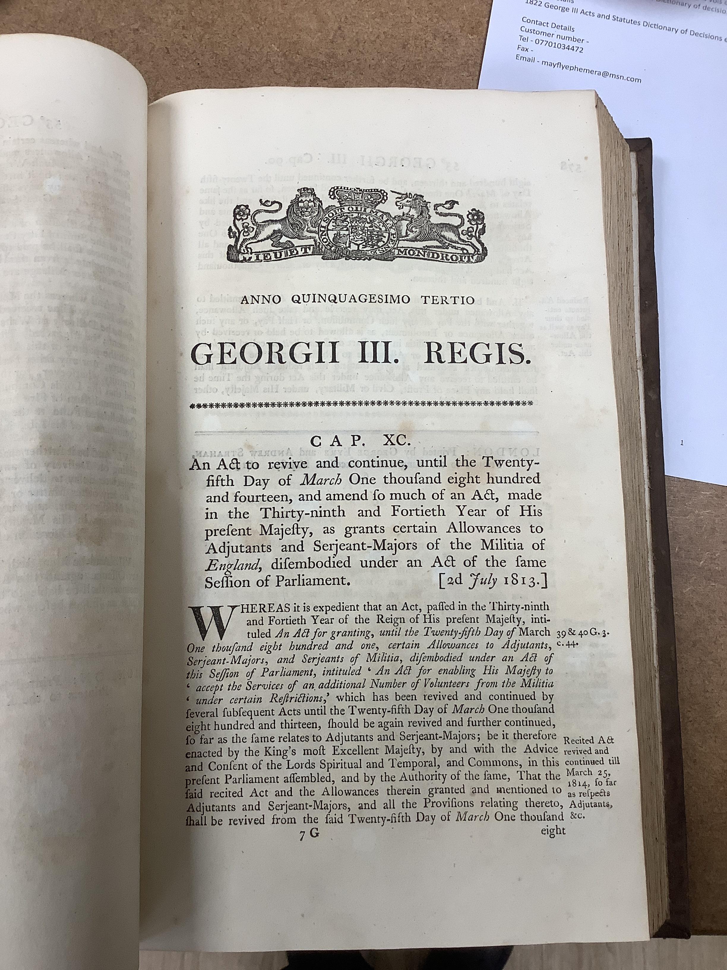1822 George III Acts and Statutes Dictionary of Decisions etc. (9)